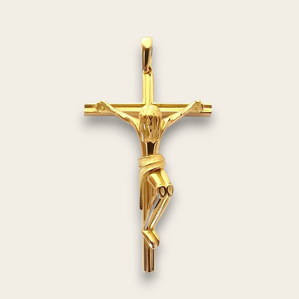 Grande croix avec Christ or jaune 750