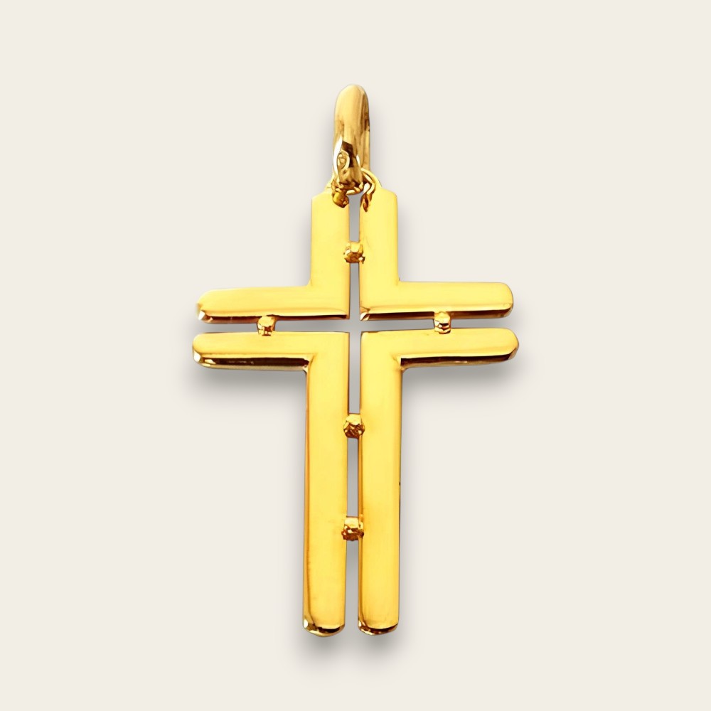 Grande croix ouverte or jaune 750