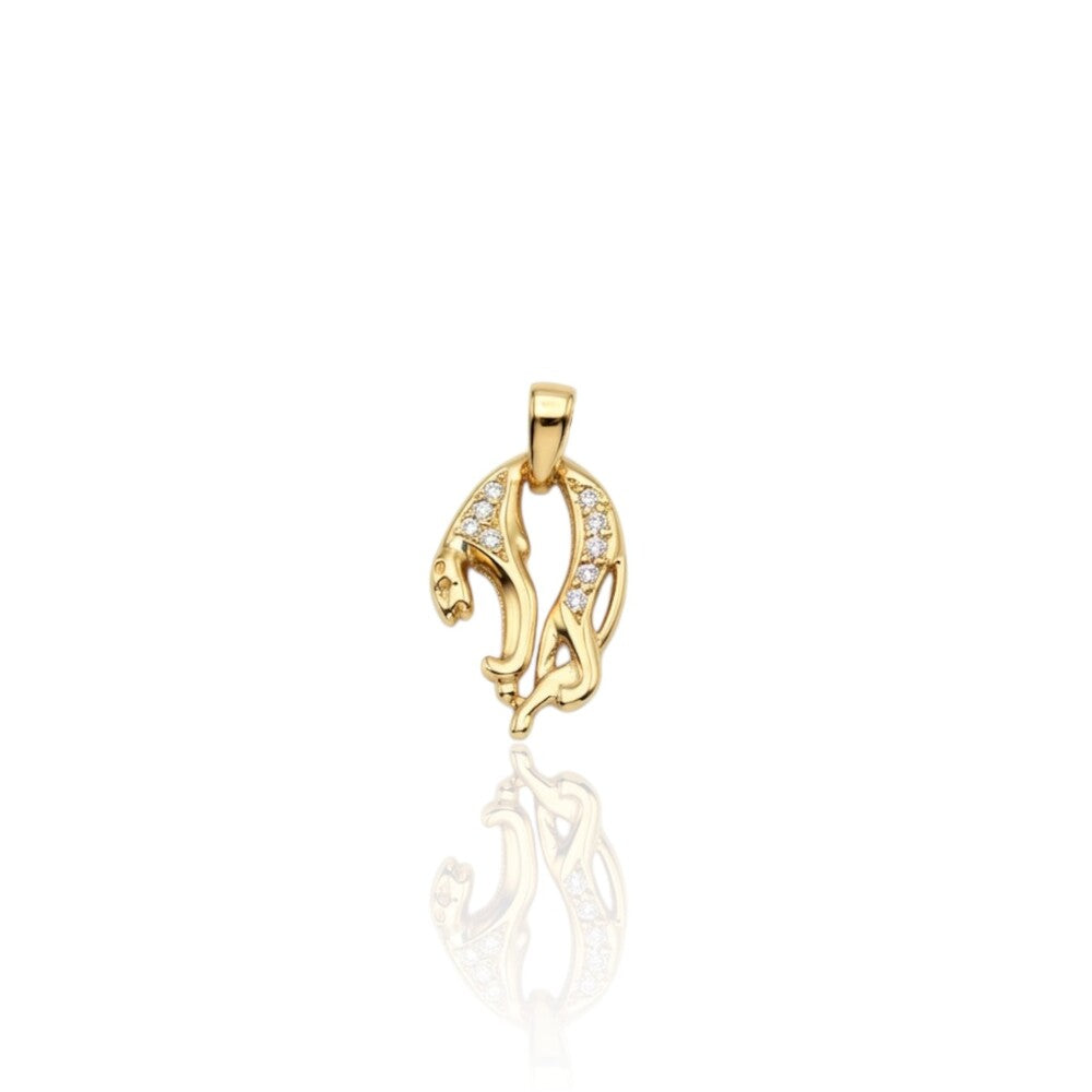 Pendentif panthère diamants or jaune 750
