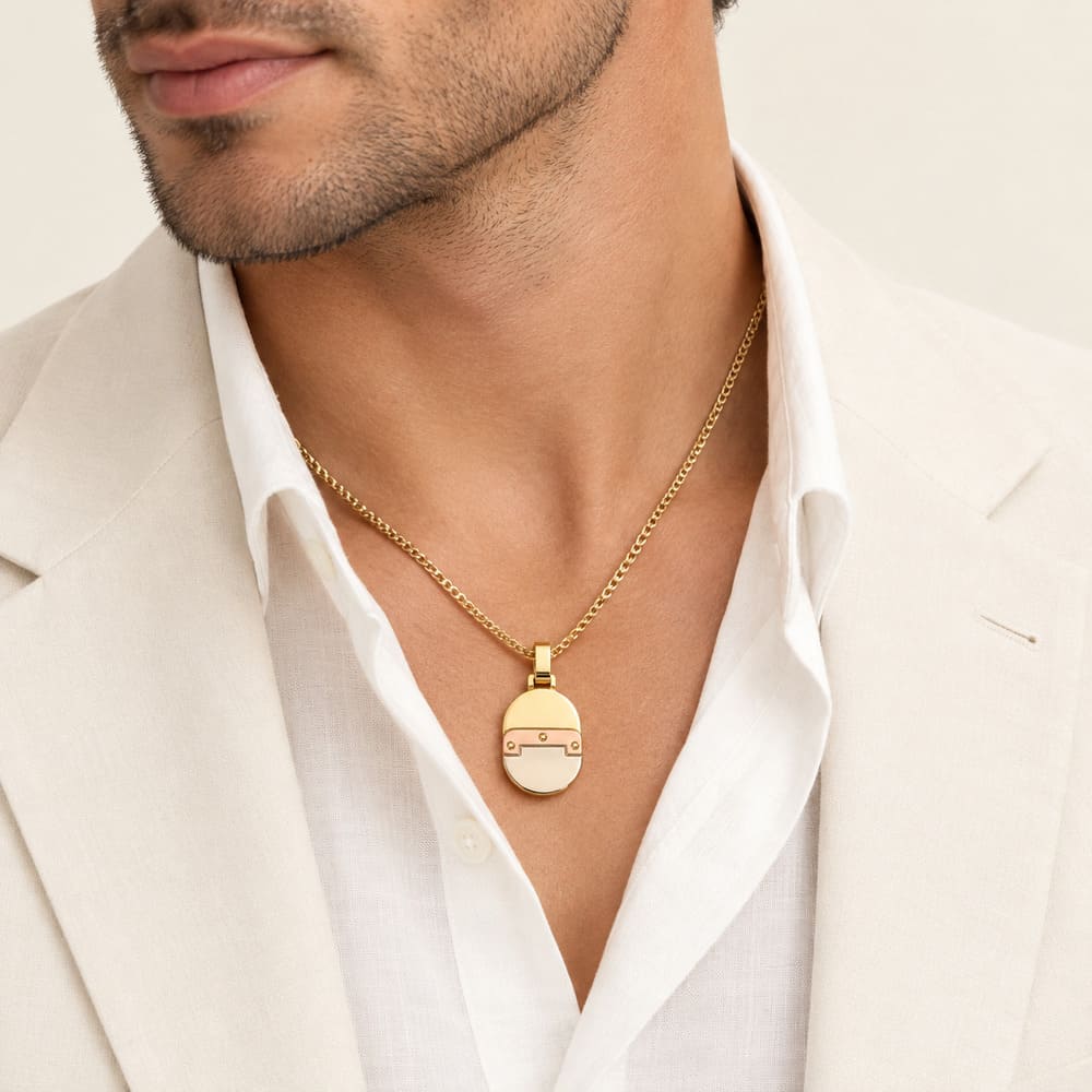Oval plaque for men, 3 gold 750