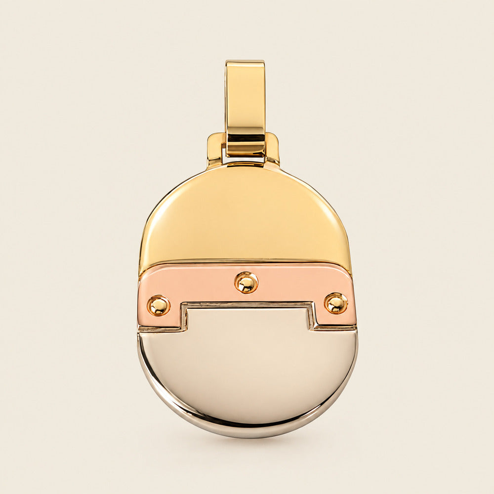 Oval plaque for men, 3 gold 750