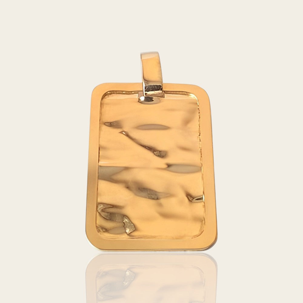 Plaque rectangulaire pour homme or jaune 750 froissé