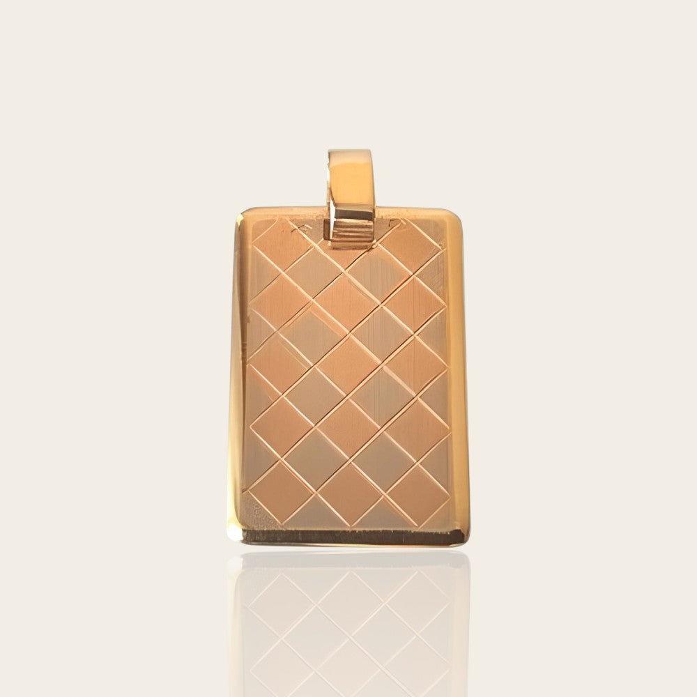 Rectangular plaque for men, 3 gold 750