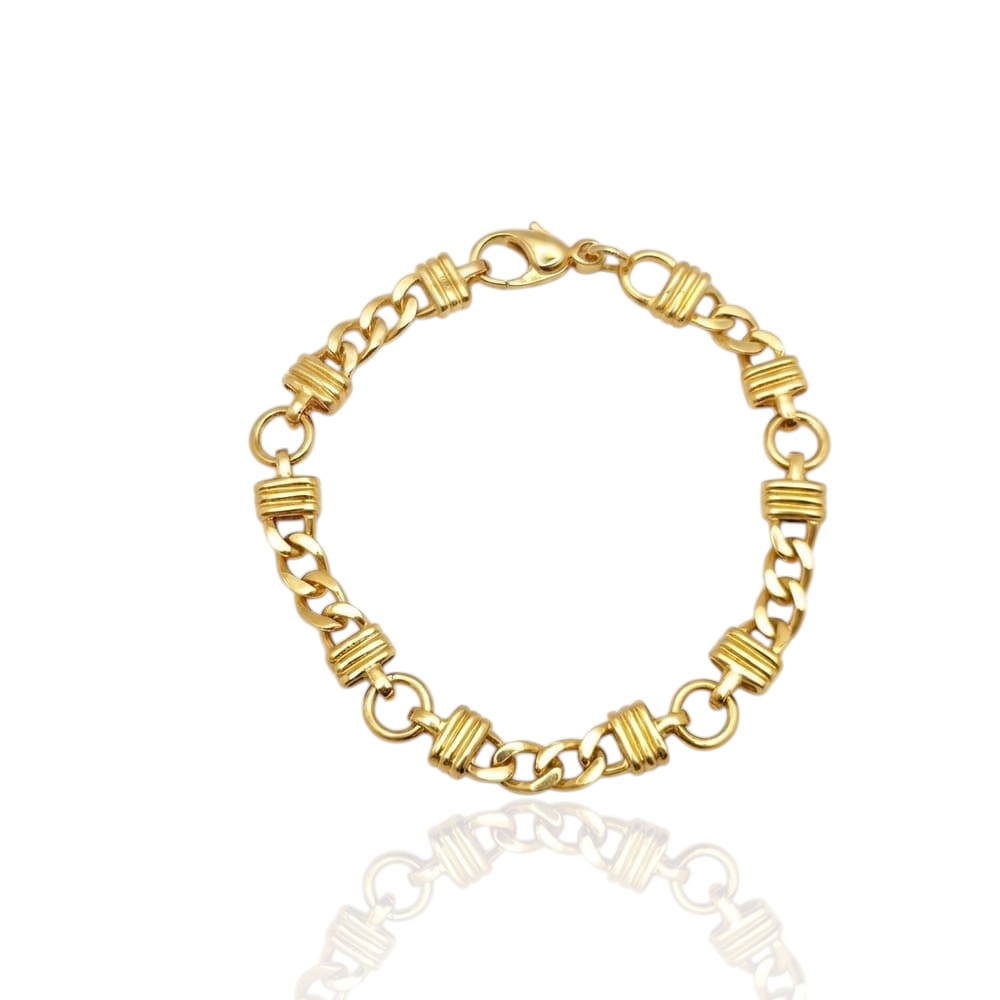 Bracelet gourmette godrons or jaune 750 femme